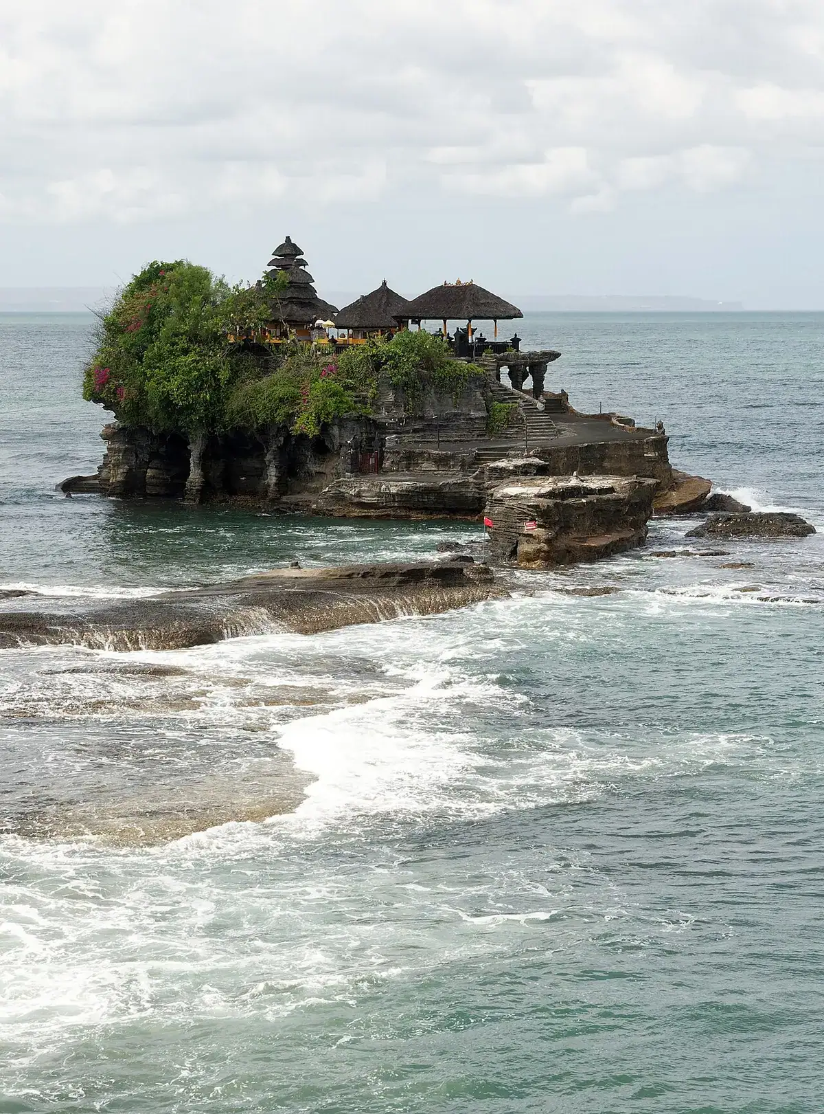 Tanah Lot Temple on its sea rock at high tide