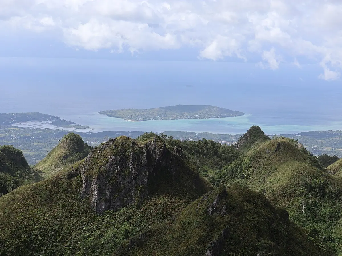 Southwest Cebu coast and Badian Island seen from Osmeña Peak
