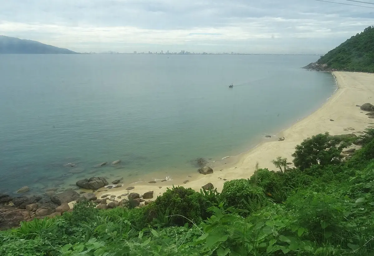 The coast of Da Nang seen across Da Nang Bay