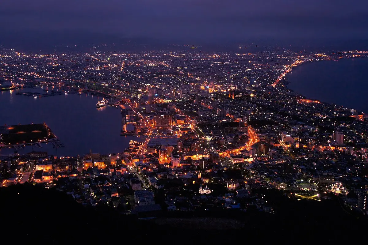 Night view of Hakodate's city lights from Mt. Hakodate