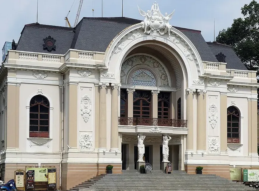 The facade of the Ho Chi Minh City Municipal Theatre in daylight
