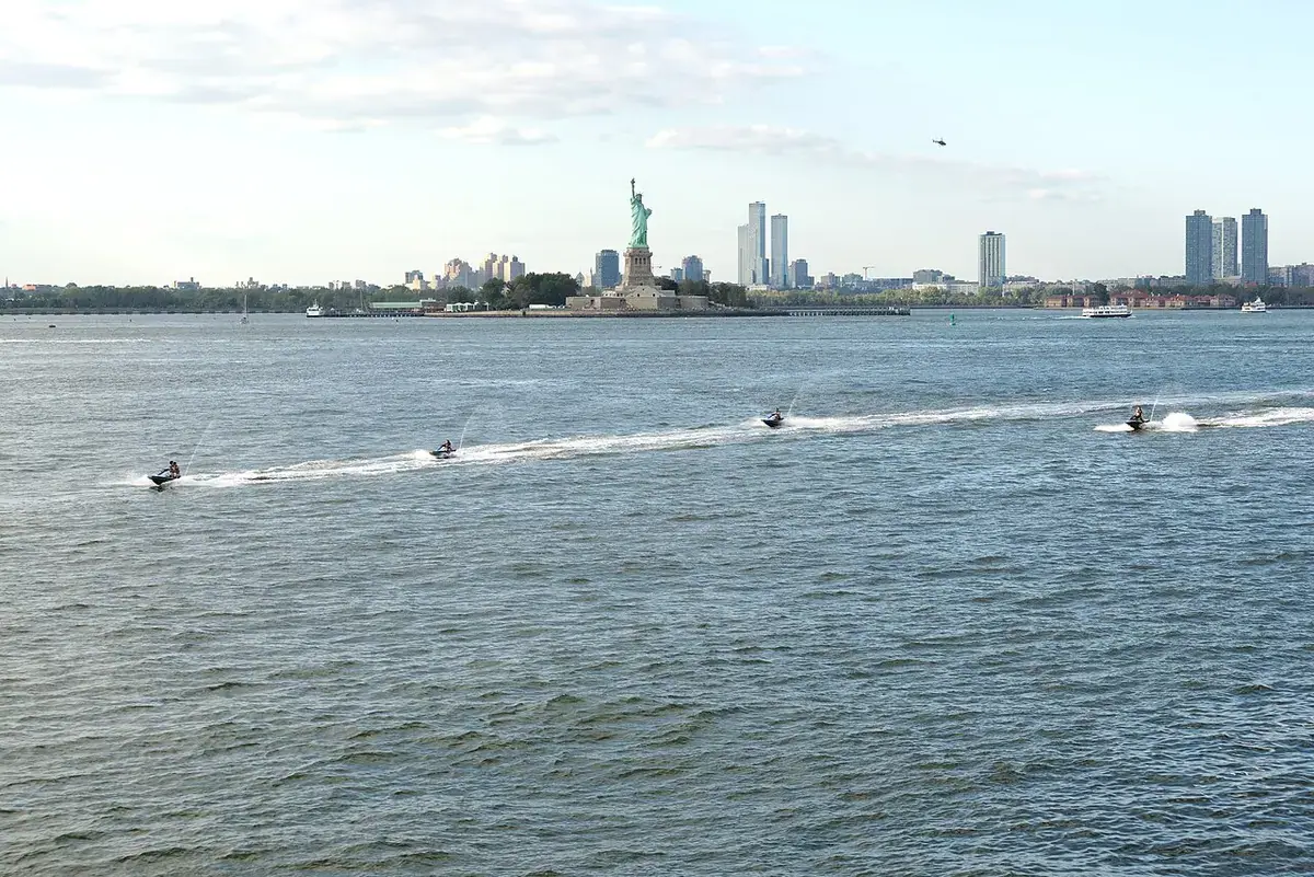 Liberty Island and the Statue of Liberty seen from the Staten Island Ferry