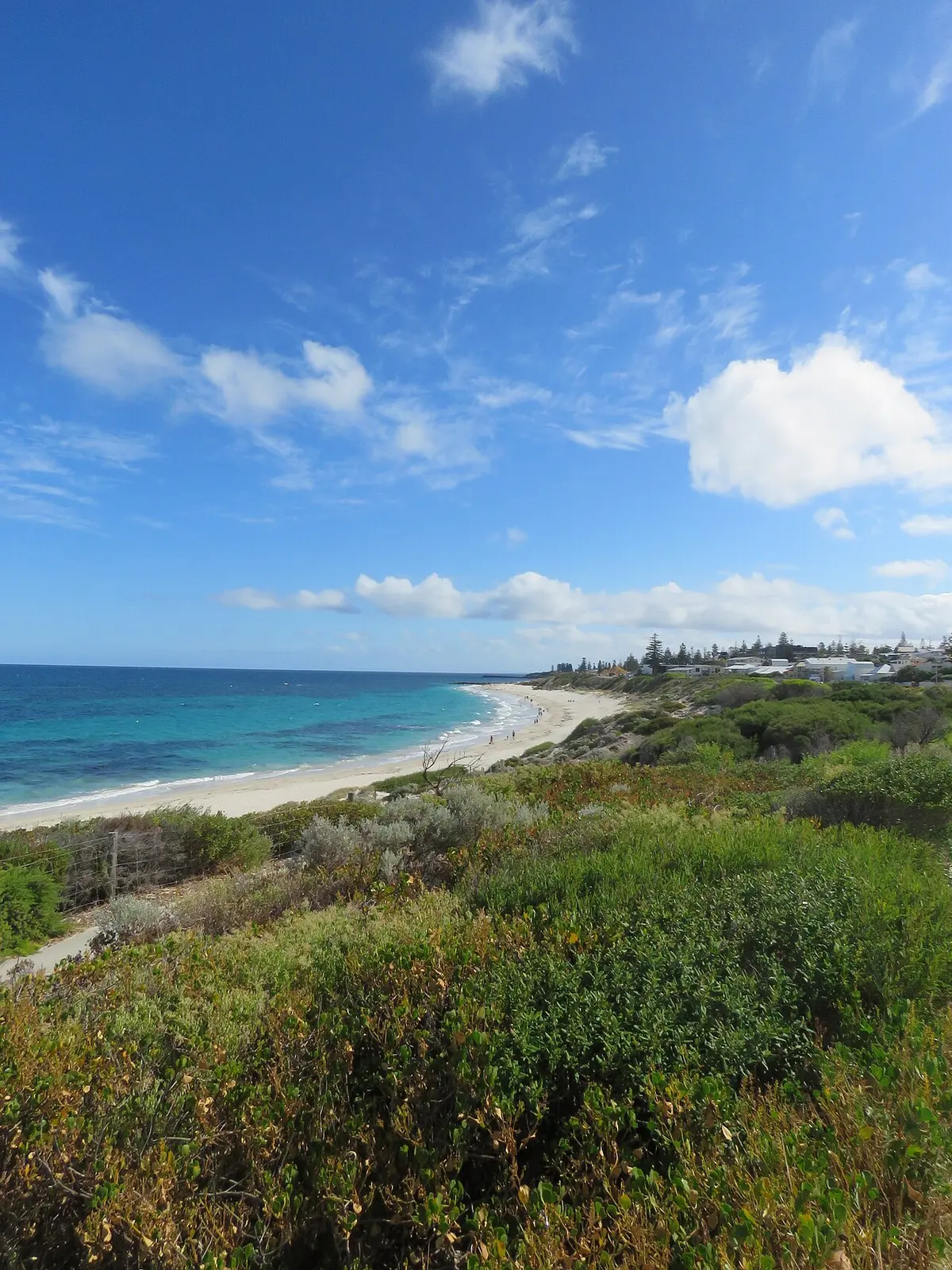 Cottesloe Beach's sand and sea seen from the south