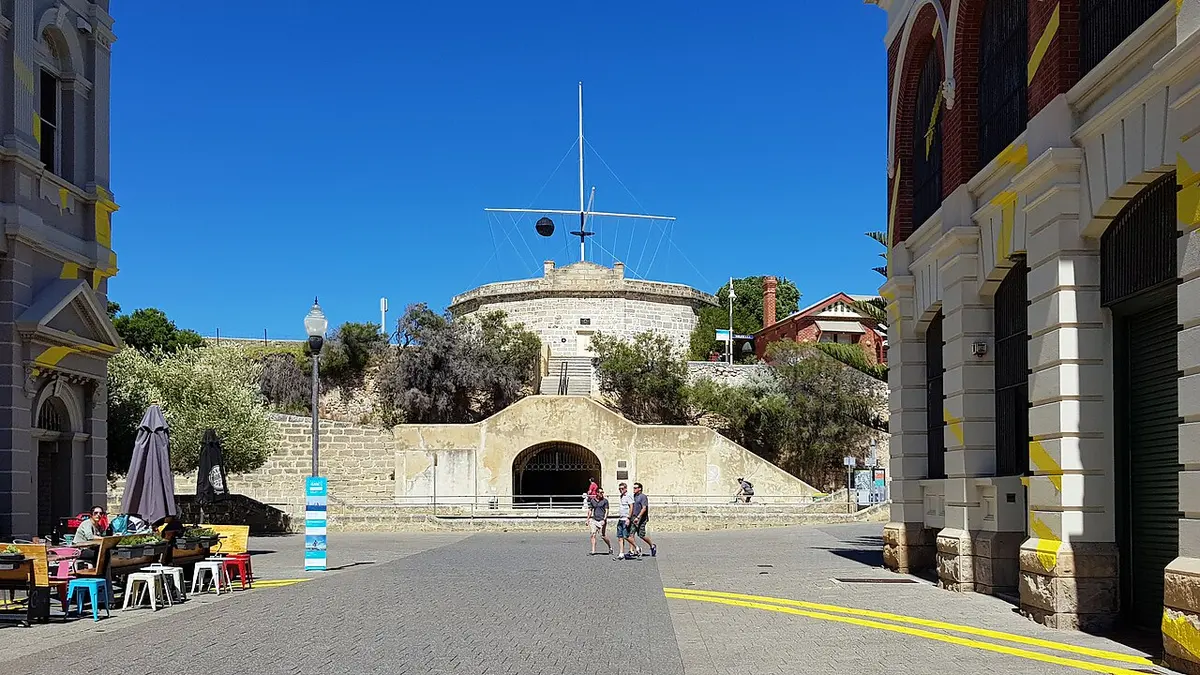 The stone Round House on its rise in Fremantle
