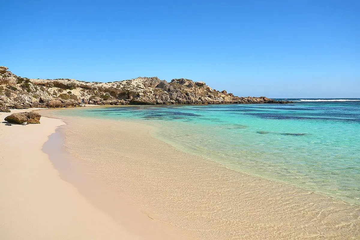 Clear water and a sandy beach on Rottnest Island