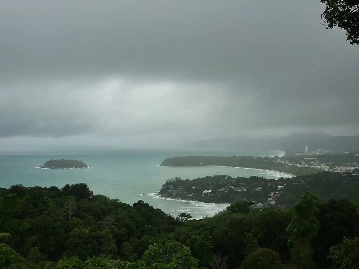 Three beaches on Phuket's west coast seen from Karon Viewpoint