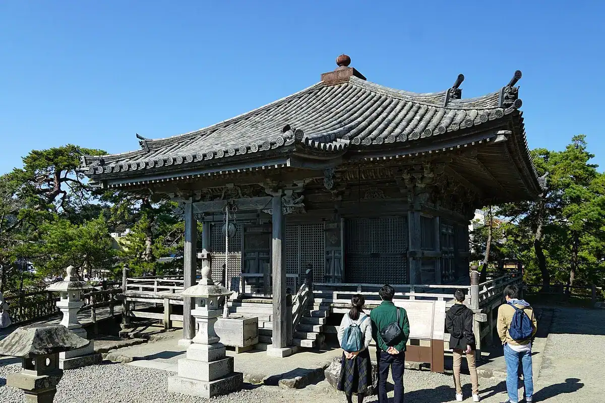 Godaido hall standing on a tiny island in Matsushima