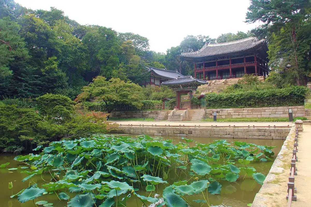 Juhamnu pavilion among the trees of the Changdeokgung Secret Garden