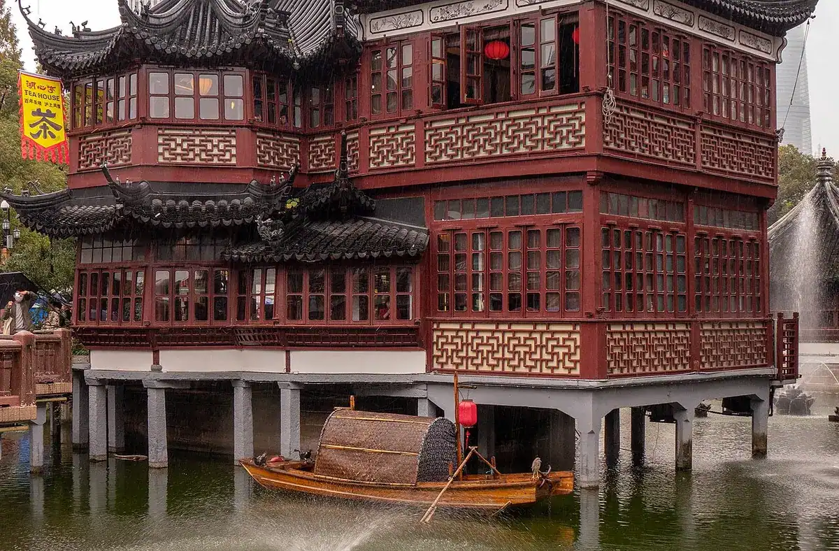 The Huxinting Teahouse on the pond at Yu Garden