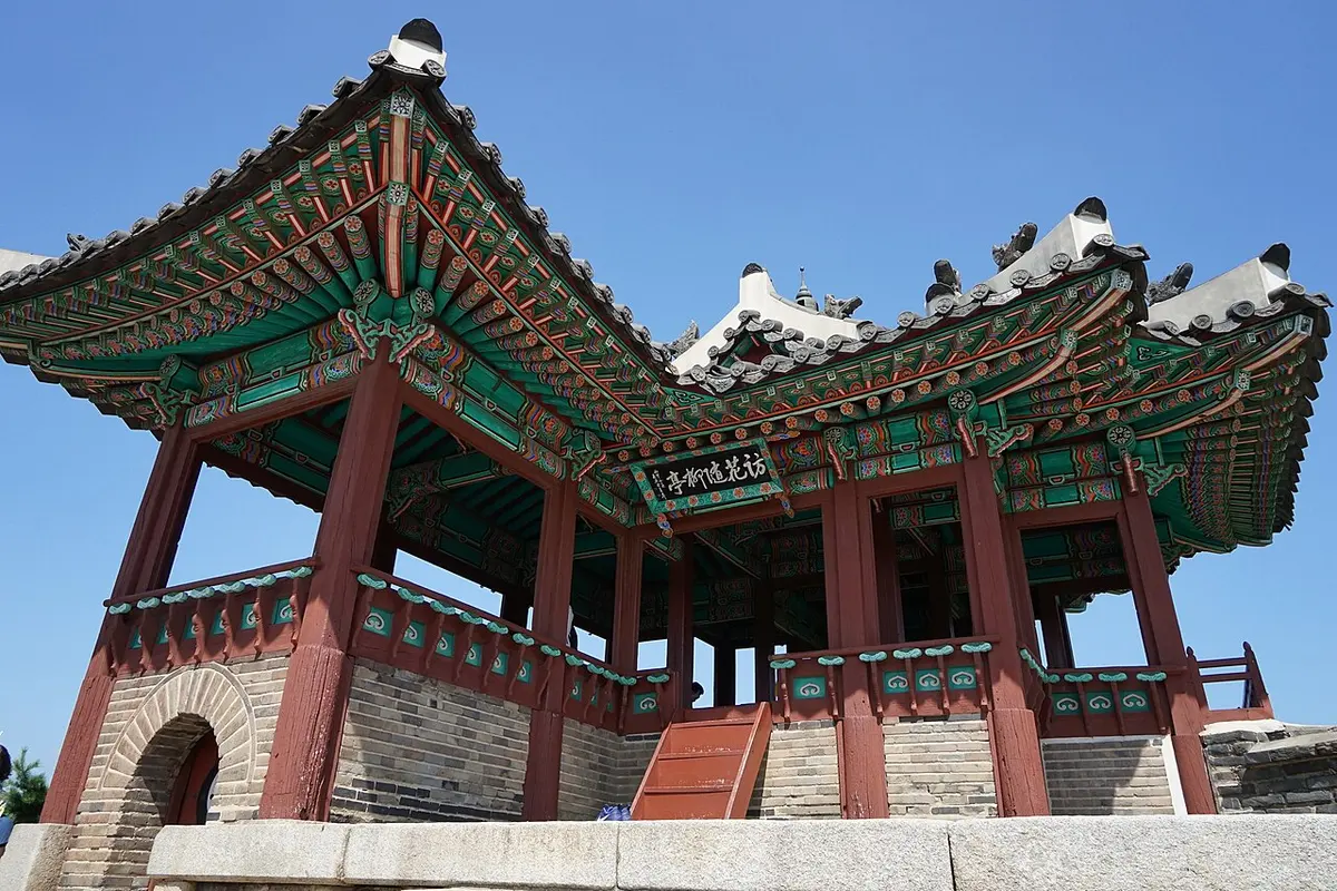 Banghwasuryujeong, the northeast corner pavilion on the walls of Hwaseong Fortress.