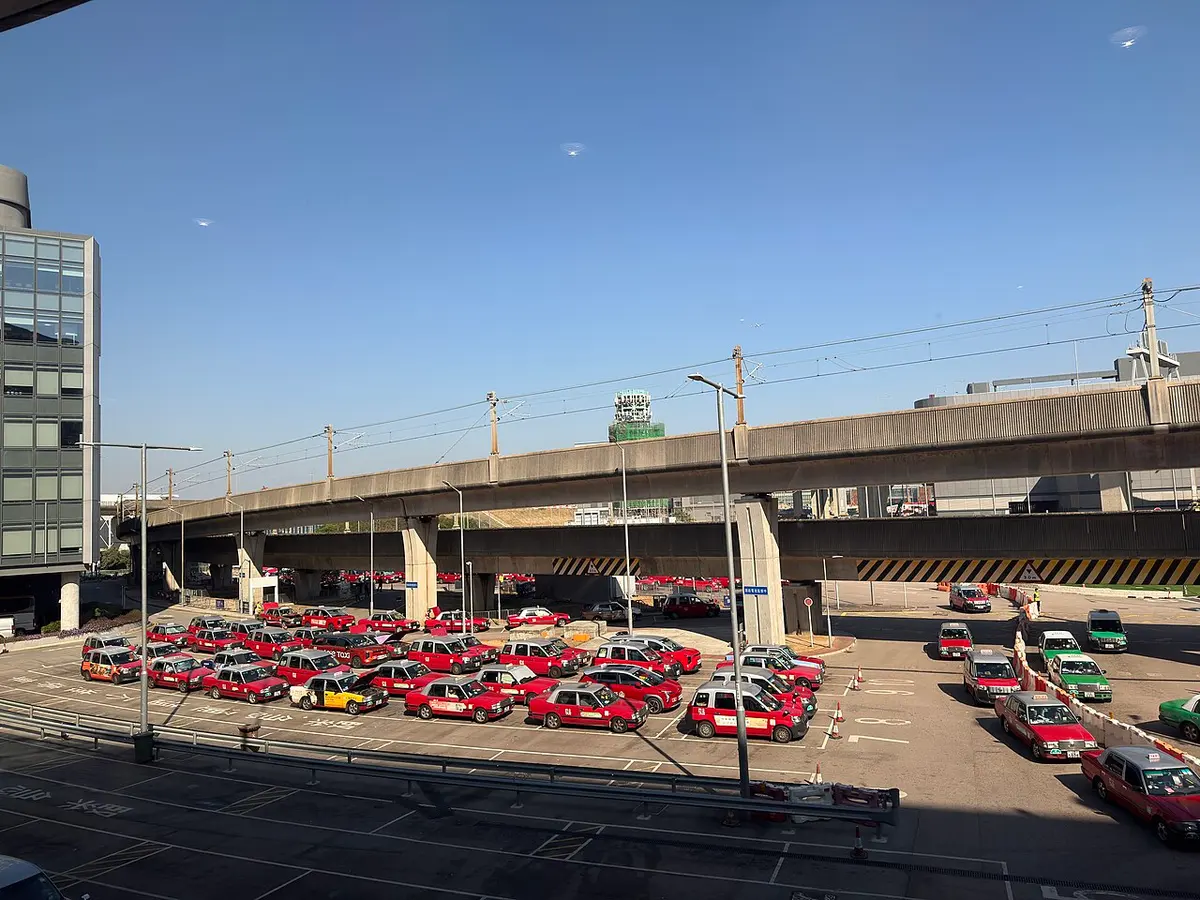 Urban red-taxi waiting area at Hong Kong International Airport