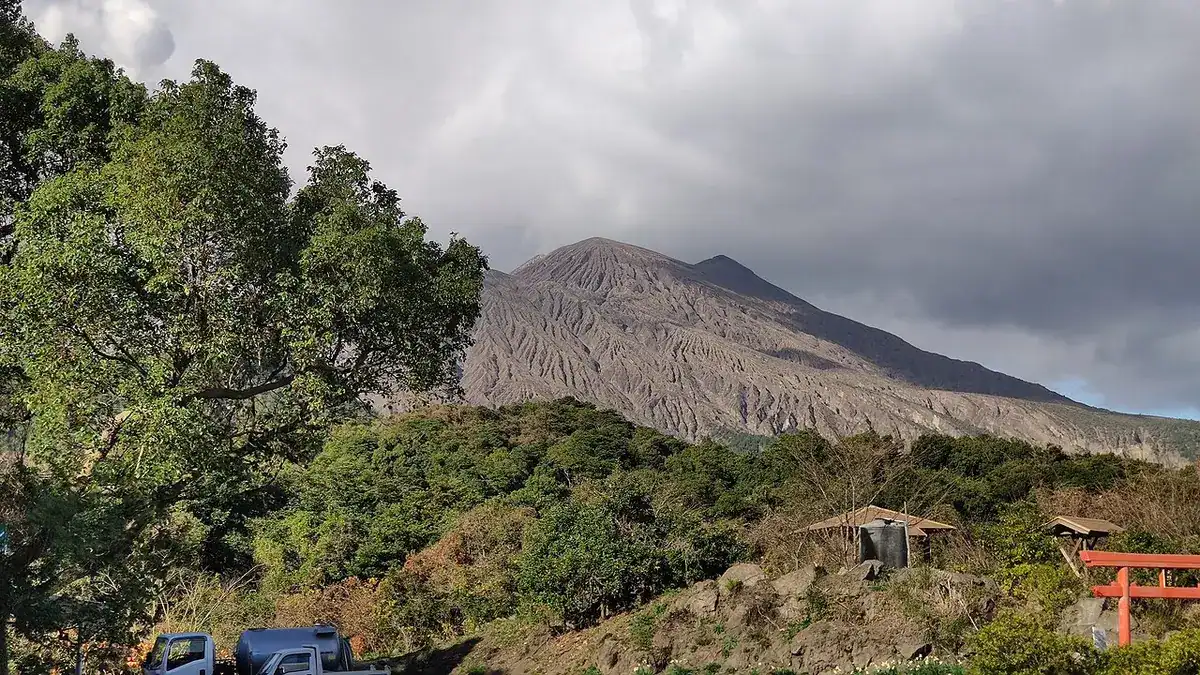 The peaks of Sakurajima, Kagoshima's active volcano.
