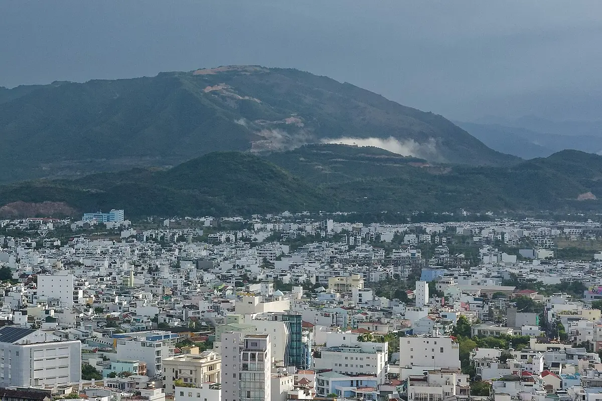 Nha Trang cityscape with mountains in the background